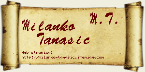 Milanko Tanasić vizit kartica